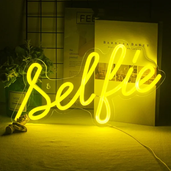 selfie neon sign