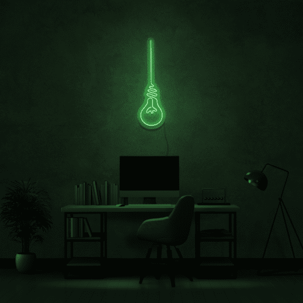 glowing green colour neon sign