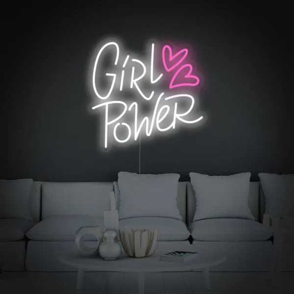 Girl Power Hearts Neon Sign