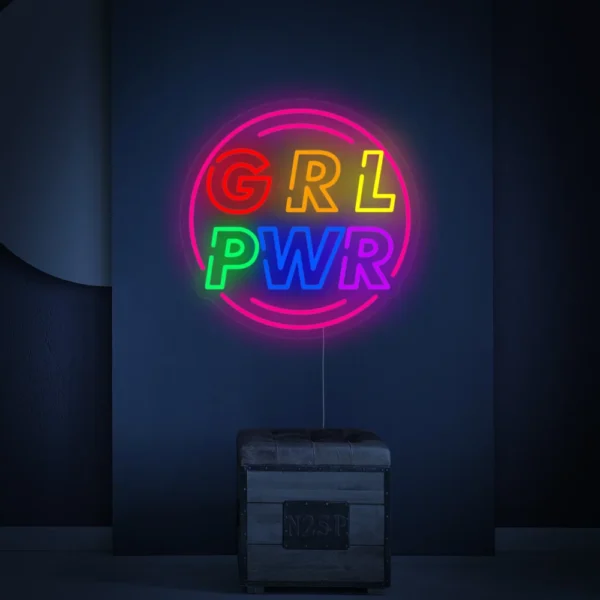 Girl Power with Circle Neon Sign