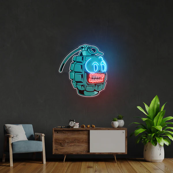 Grenade Cartoon Artwork Led Neon Sign Light