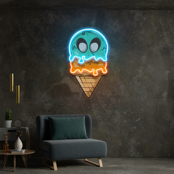 Ice Cream Zombie Isolated Artwork Led Neon Sign Light