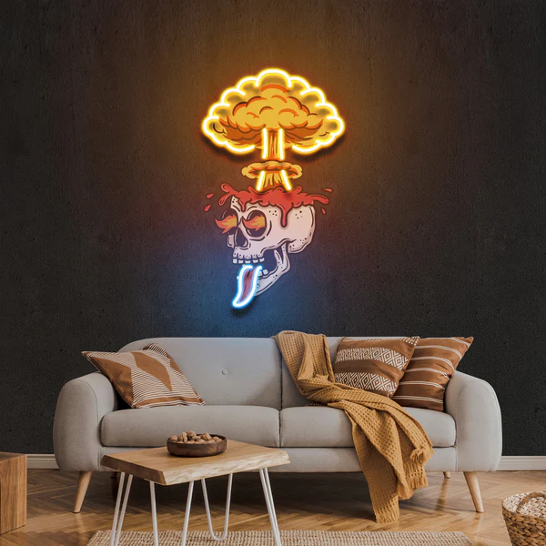 Skull Boom Art work Led Neon Sign Light, Custom Neon Sign, Home Decoration