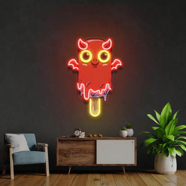 Sweet Cute Vampire Ice Cream Artwork Led Neon Sign Light