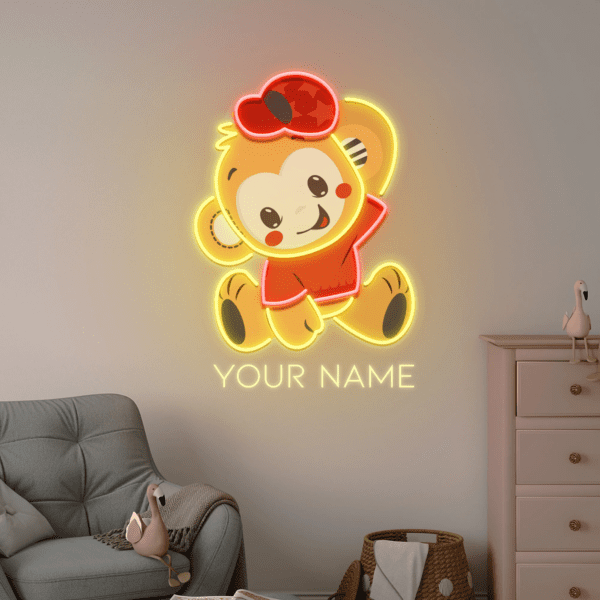 Custom Name Cute Monkey Artwork Led Neon Sign Light