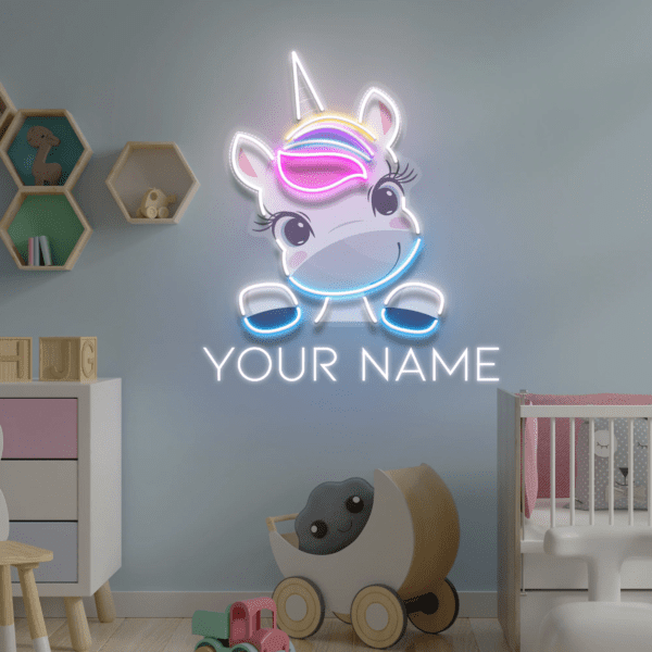 Custom Name Cute Unicorn Gift For Kids Artwork Led Neon Sign Light