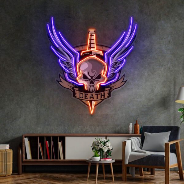 Angry Military Skull Wings LED Neon Sign Light Pop Art