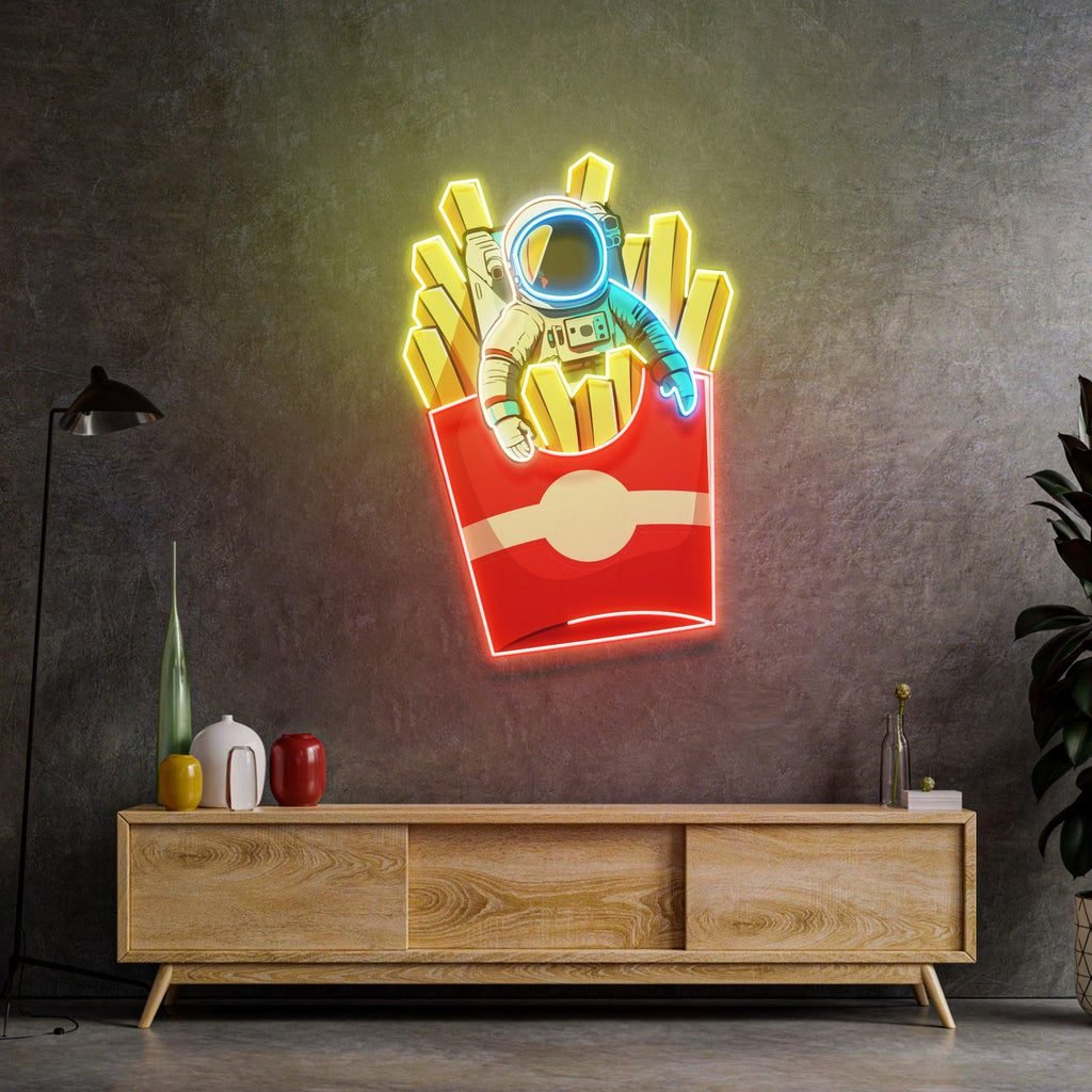 Astronaut on Chips Led Neon Acrylic Artwork Sale price$201 Regular price$335 Save 40% - Image 3