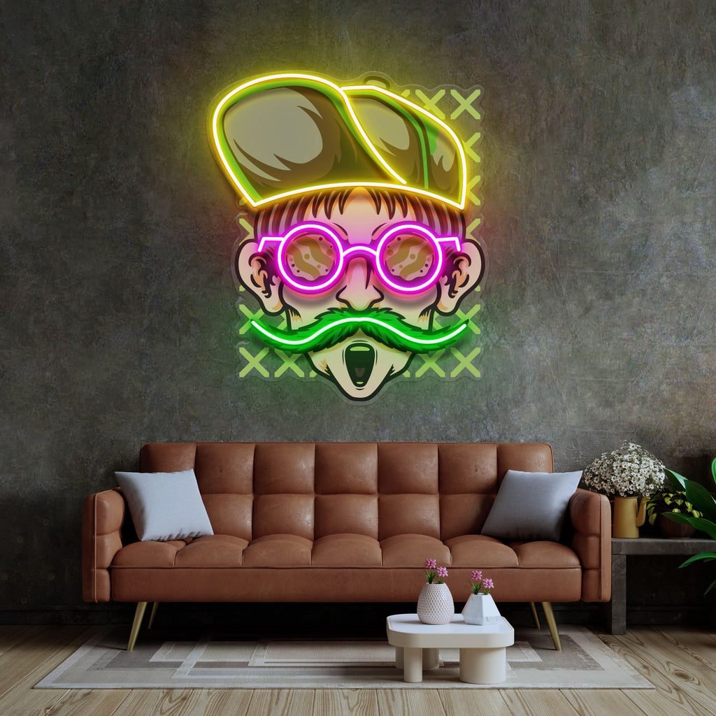 Chill Guy With Weed And Wear Glasses LED Neon Sign Light Pop Art - Image 3