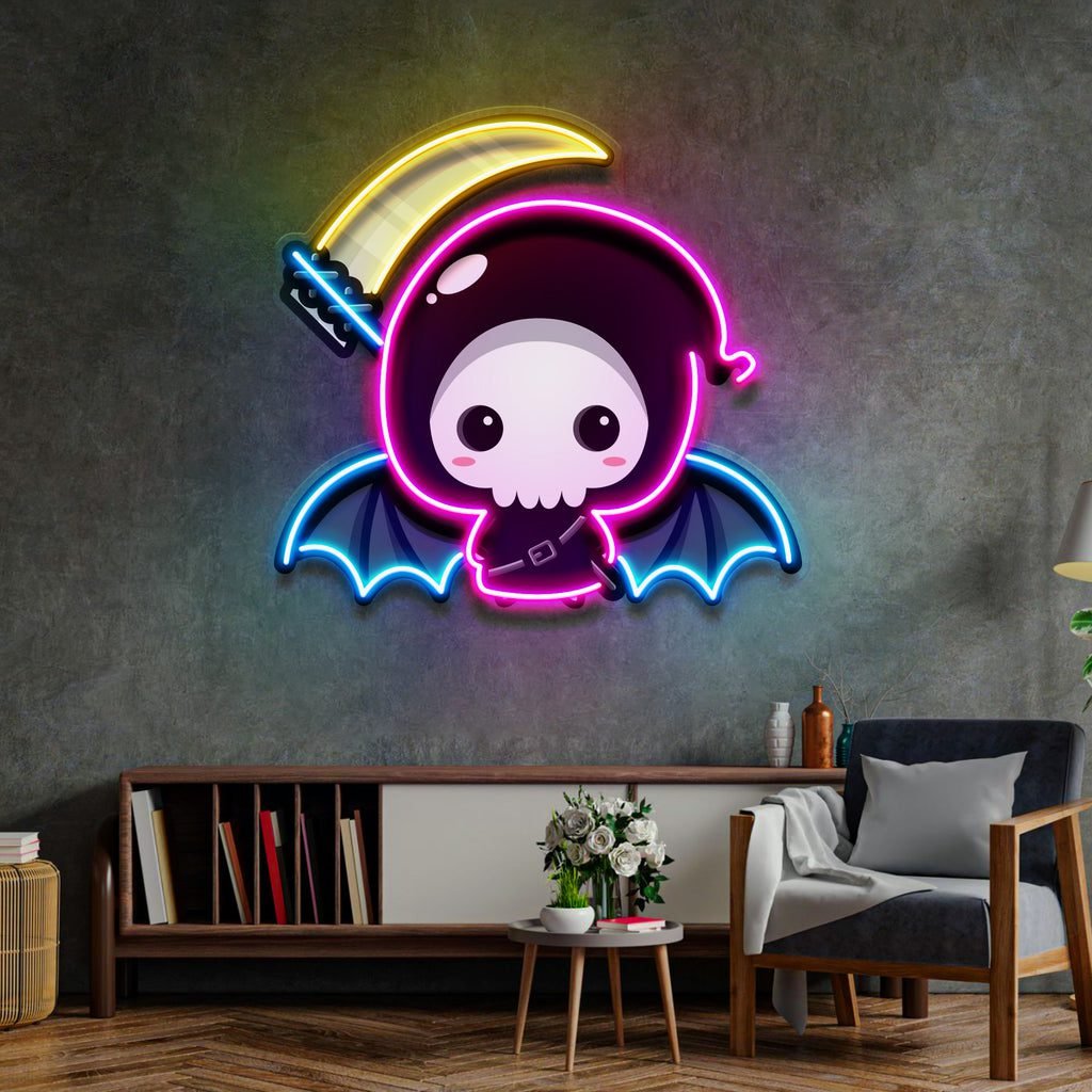 Cute Grim Reaper LED Neon Sign Light Pop Art - Image 3