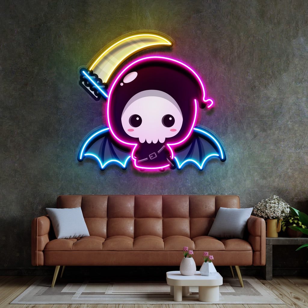 Cute Grim Reaper LED Neon Sign Light Pop Art - Image 2