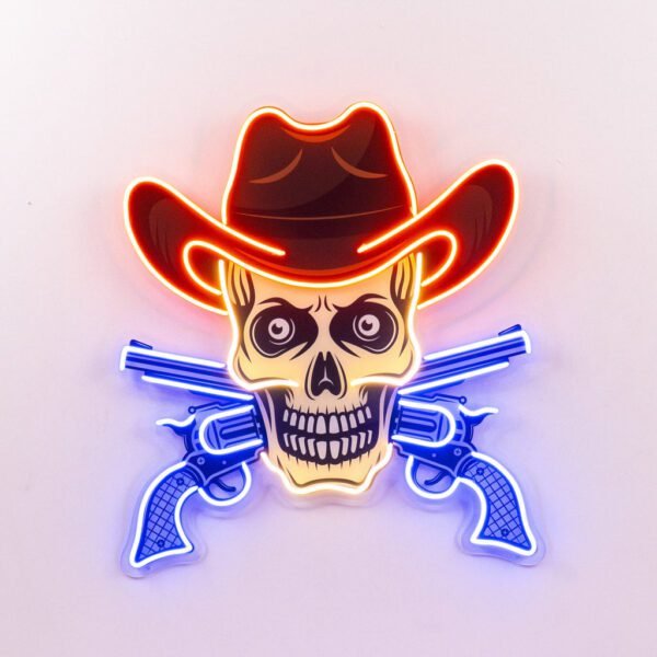 Skull In Cowboy Hat LED Neon Sign Light Pop Art