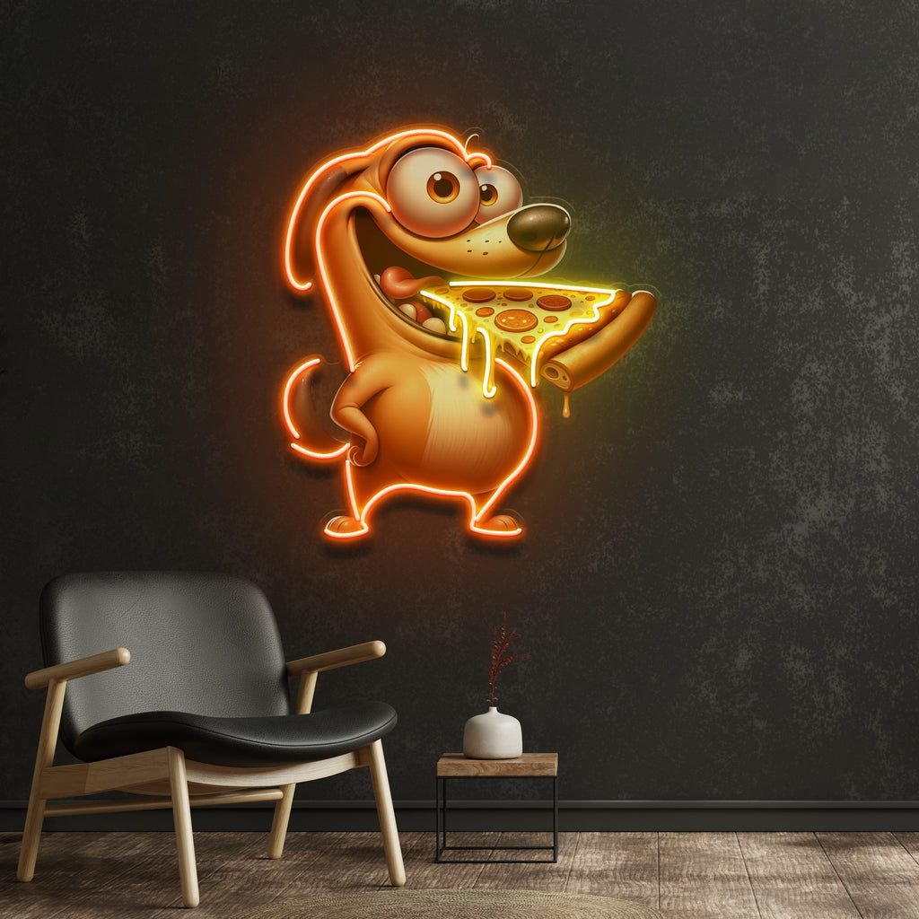 Dog Eat Pizza LED Neon Sign Light Pop Art - Image 2