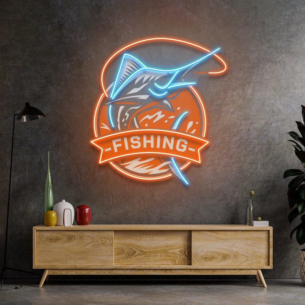 Fishing Logo LED Neon Sign Light Pop Art - Image 3