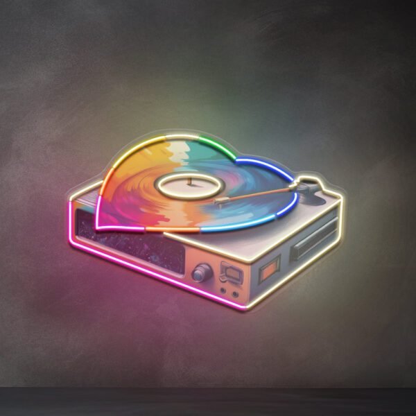 Retro Dics Player In Galaxy Art LED Neon Sign Light Pop Art