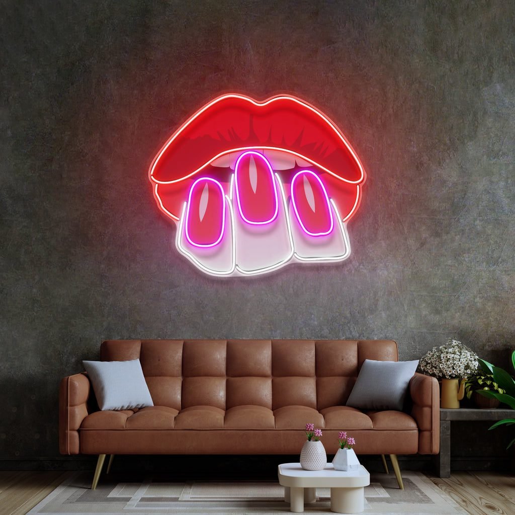 Sexy Hands on Lips LED Neon Sign Light Pop Art - Image 3