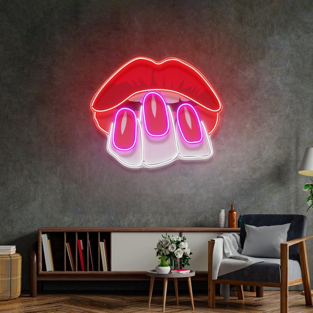 Sexy Hands on Lips LED Neon Sign Light Pop Art - Image 2