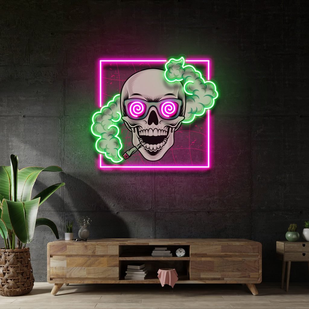 Smoking High Skull LED Neon Sign Light Pop Art - Image 4